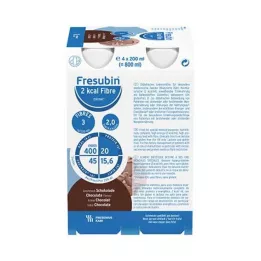 FRESUBIN 2 kcal kiudaineid DRINK šokolaadist joogipudel, 4X200 ml