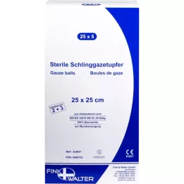SCHLINGGAZETUPFER 25x25 cm steriilne 2+3, 25x5 tk