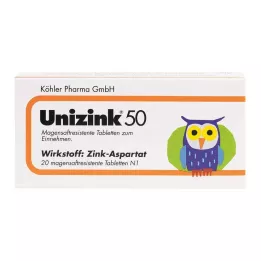 UNIZINK 50 gastroresistentset tabletti, 20 tk