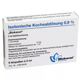 ISOTONISCHE Soolalahus 0,9% Biokanol ampullid, 6X2 ml