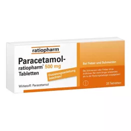 PARACETAMOL-ratiopharm 500 mg tabletid, 20 tk