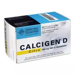 CALCIGEN D Citro 600 mg/400 I.E. närimistabletid, 50 tk