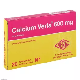 CALCIUM VERLA 600 mg õhukese polümeerikattega tabletid, 20 tk