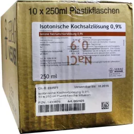 ISOTONISCHE Soolalahus 0,9% plastiklahus, 10X250 ml