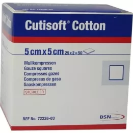 CUTISOFT Cotton Kommpr. 5x5 cm steriilne, 25x2 tk
