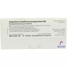 ARGENTUM METALLICUM Praeparatum D 8 ampullid, 8 tk