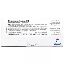 RHUS TOXICODENDRON d 30 ampulli, 8x1 ml