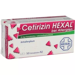 CETIRIZIN HEXAL kilega kaetud tabletid allergias, 50 tk