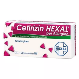 CETIRIZIN HEXAL Õhukese polümeerikattega tabletid allergiatele, 50 tk