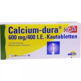 CALCIUM DURA Vit D3 600 mg/400, st närimistabletid, 50 tk