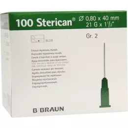 STERICAN Kanüülid Luer-Lok 0,80x40 mm suurus 2 roheline, 100 tk