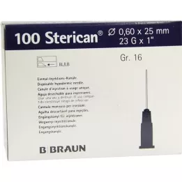 STERICAN kanüülid luer-lok 0,60x25 mm gr.16 sinine, 100 tk