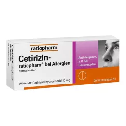 CETIRIZIN-ratiopharm allergiatele 10 mg õhukese polümeerikattega tabletid, 20 tk