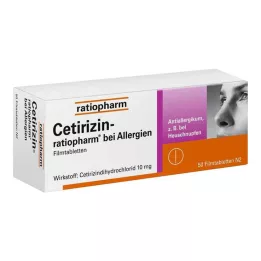 CETIRIZIN-ratiopharm allergiatele 10 mg õhukese polümeerikattega tabletid, 50 tk