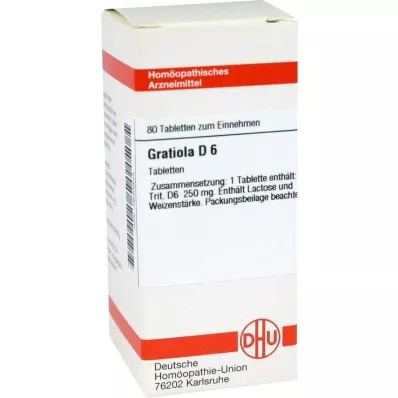 GRATIOLA D 6 tabletti, 80 tk