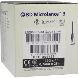 BD MICROLANCE Kanüül 22 G 1 0,7x25 mm, 100 tk