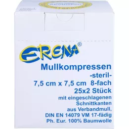 ERENA Marli kompress 7,5x7,5 cm steriilne 8-kordne, 25x2 tükki