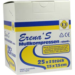 Erena Steriilne marli kompress 7,5x7, 25x2 tk