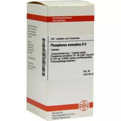 PHOSPHORUS AMORPHUS D 6 tabletid, 200 tk PHOSPHORUS AMORPHUS D 6 tabletid, 200 tk