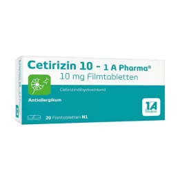 CETIRIZIN 10-1A Pharma õhukese polümeerikattega tabletid, 20 tk