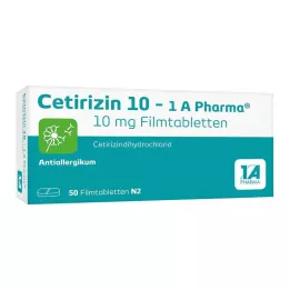 CETIRIZIN 10-1A Pharma õhukese polümeerikattega tabletid, 50 tk