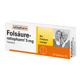 FOLSÄURE-RATIOPHARM 5 mg tabletid, 20 tk