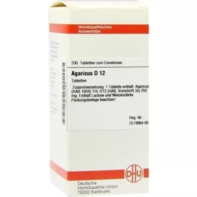 AGARICUS D 12 tabletid, 200 tk AGARICUS D 12 tabletid, 200 tk