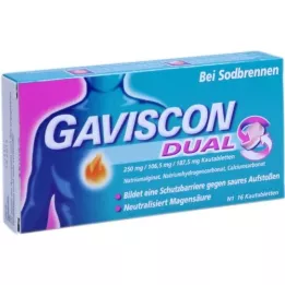 GAVISCON Dual 250 mg/106,5 mg/187,5 mg närimistabletid, 16 tk