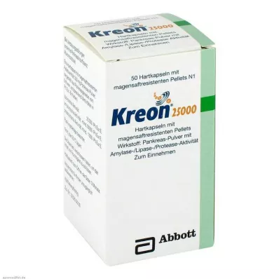 KREON 25 000 enterokattega graanulitega kõvakapslit, 50 tk KREON 25 000 enterokattega graanulitega kõvakapslit, 50 tk