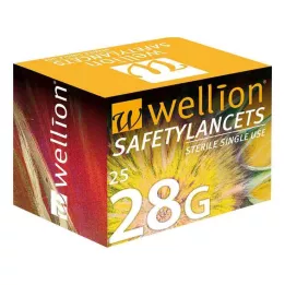 WELLION Turvalansetid 28 G Ühekordsed ohutuslantsetid, 25 tk