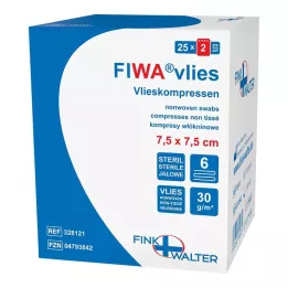 VLIESKOMPRESSEN 7,5x7,5 cm steriilne 6-suunaline, 25X2 tk