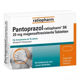 PANTOPRAZOL-ratiopharm SK 20 mg gastroresistentsed tabletid, 7 tk