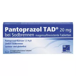 PANTOPRAZOL TAD 20 mg kõrvetiste korral. gastroresistentsed tabletid, 14 tk