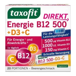 Taxofit Energy B12 500 + D3 + C Direct Graanulid, 20 tk