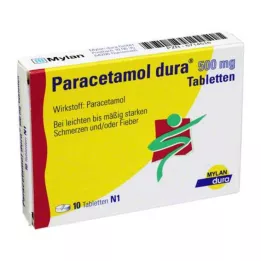 PARACETAMOL dura 500 mg tabletid, 10 tk