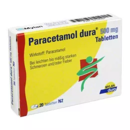 PARACETAMOL dura 500 mg tabletid, 20 tk