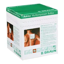 ASKINA Marli kompressid 5x5 cm steriilsed 8-kihilised, 25x2 tk