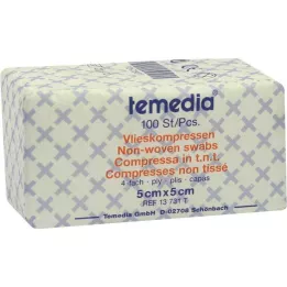 VLIESKOMPRESSEN 5x5 cm mittesteriilne 4-kihiline, 100 tk