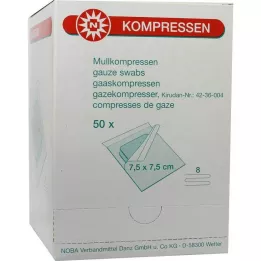 MULLKOMPRESSEN 7,5x7,5 cm steriilne 8-suunaline, 50X2 tk