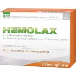 HEMOLAX 5 mg mao mahlakindlus. Liigsed tabletid, 200 tk