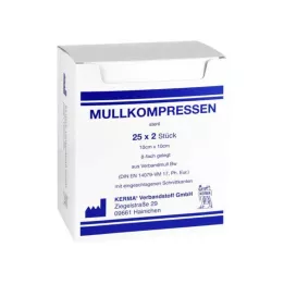 MULLKOMPRESSEN 10x10 cm steriilne 8-kordne BW, 25X2 tk