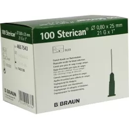 STERICAN Kanüülid 21 Gx1 0,8x25 mm, 100 tk