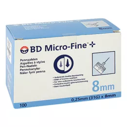 BD MICRO-FINE+ 8 pliiatsi nõela 0,25x8 mm, 100 tk