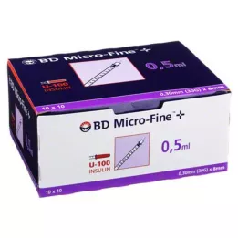 BD MICRO-FINE+ Insuliinisüstal 0,5 ml U100 8 mm, 100X0,5 ml