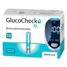 GLUCOCHECK XL Vere glükoosisisalduse testribad, 50 tk