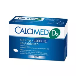 CALCIMED D3 500 mg/1000 I.E. närimistabletid, 48 tk