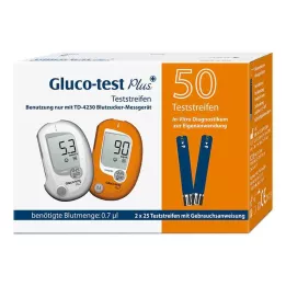 GLUCO TEST Pluss veresuhkru testribad, 50 tk