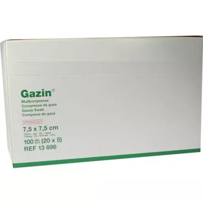 GAZIN Marli komp. 7,5x7,5 cm steriilne 12-kihiline sööde, 20X5 tk GAZIN Marli komp. 7,5x7,5 cm steriilne 12-kihiline sööde, 20X5 tk