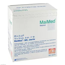 MULLKOMPRESSEN 10x10 cm steriilne 8-suunaline, 25X2 tk