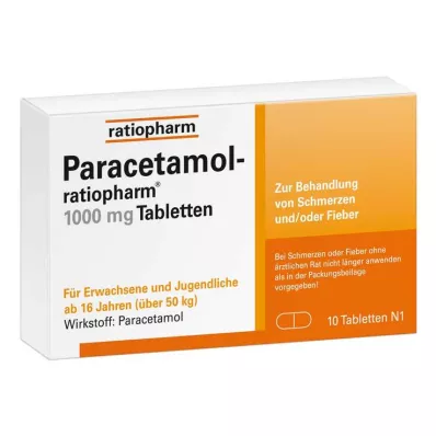 PARACETAMOL-ratiopharm 1000 mg tabletid, 10 tk PARACETAMOL-ratiopharm 1000 mg tabletid, 10 tk